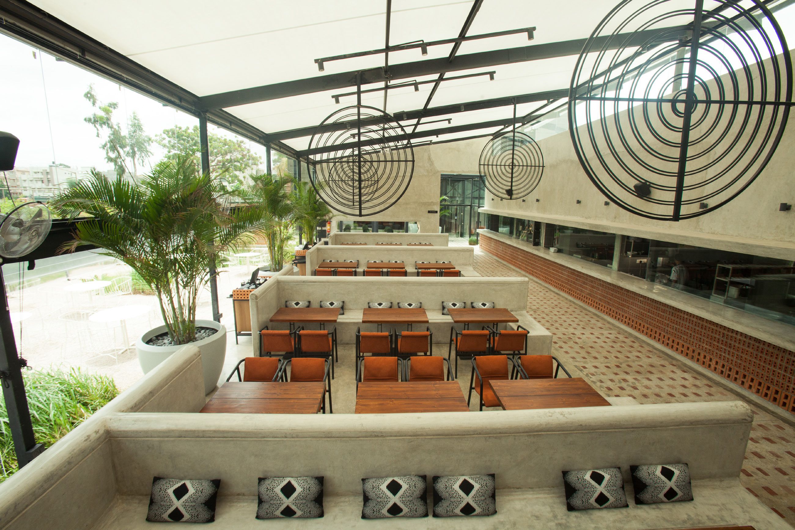 Outdoor garden venue with string lights